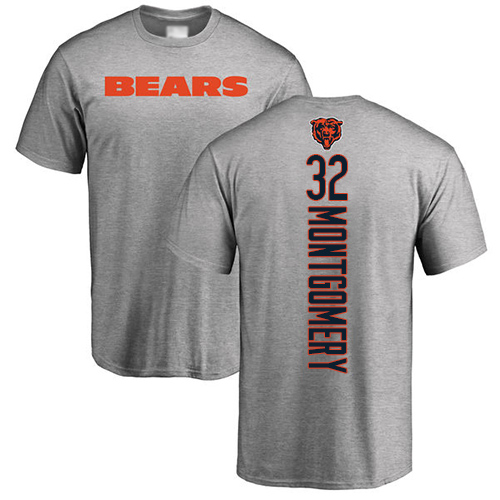 Chicago Bears Men Ash David Montgomery Backer NFL Football 32 T Shirt